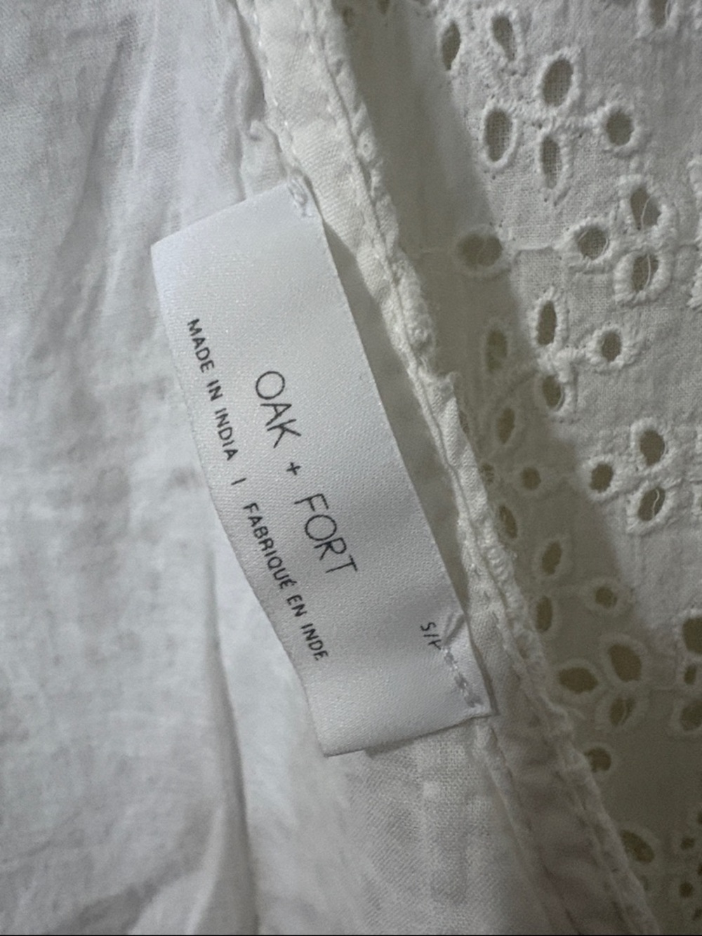 OAK + FORT White Eyelet Babydoll Dress Size S - Picture 5 of 5